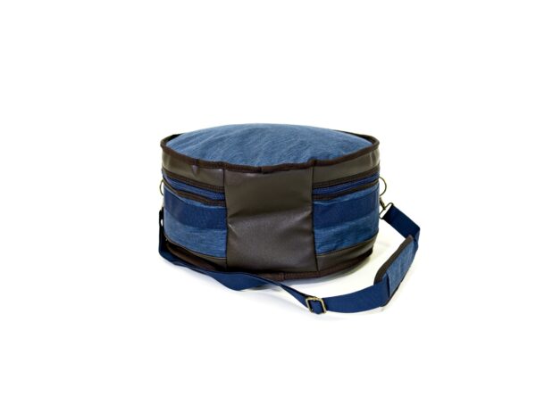Barton 14X6.5, Snare Drum Bag - 600D with Faux Leather Trim, Color - Blue Oxford - Image 2