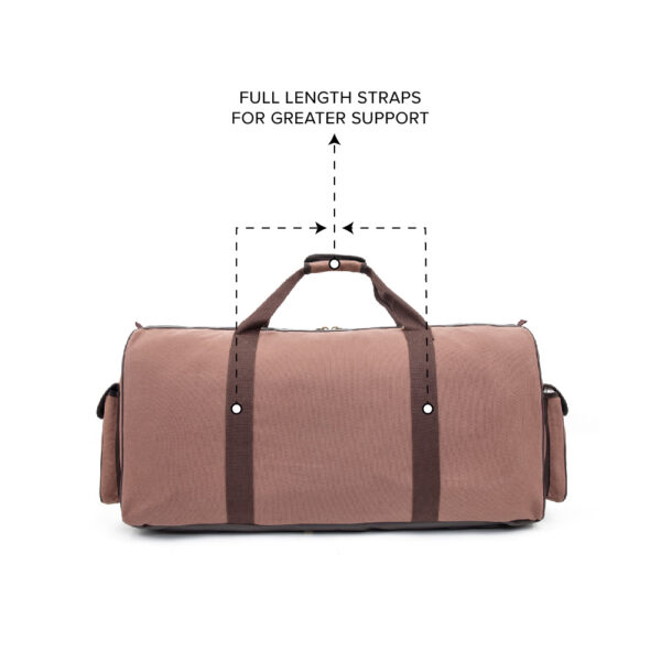 Barton 32"X10"X16" Battle Bag 600D Faux Leather Trim– Dark Brown - Image 5