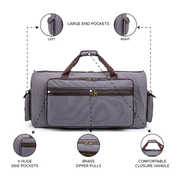 Barton 32"X10"X16" Battle Bag 600D Faux Leather Trim– Flint Gray