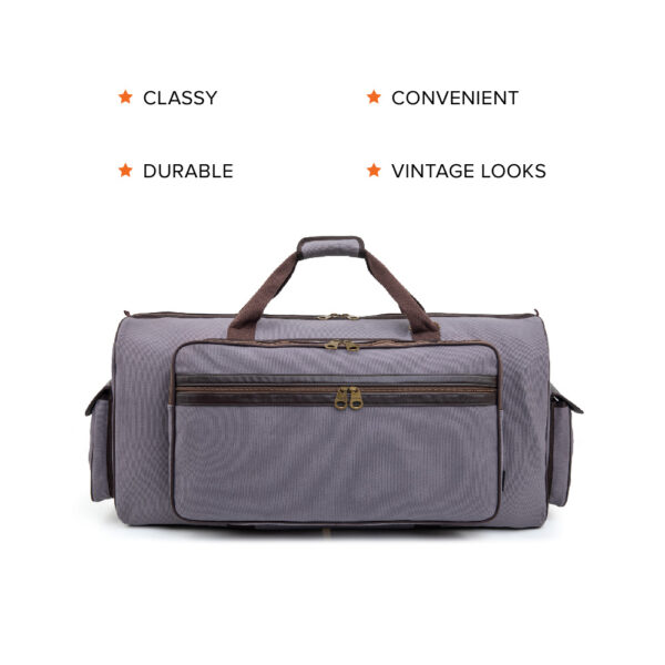 Barton 48"X10"X16" Battle Bag 600D Faux Leather Trim– Flint Gray - Image 4