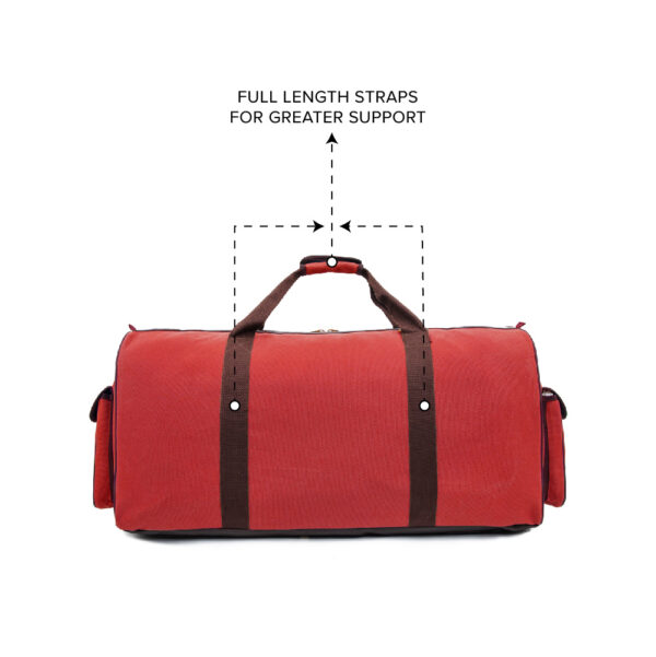 Barton 48"X10"X16" Battle Bag 600D Faux Leather Trim– Brick Red - Image 2